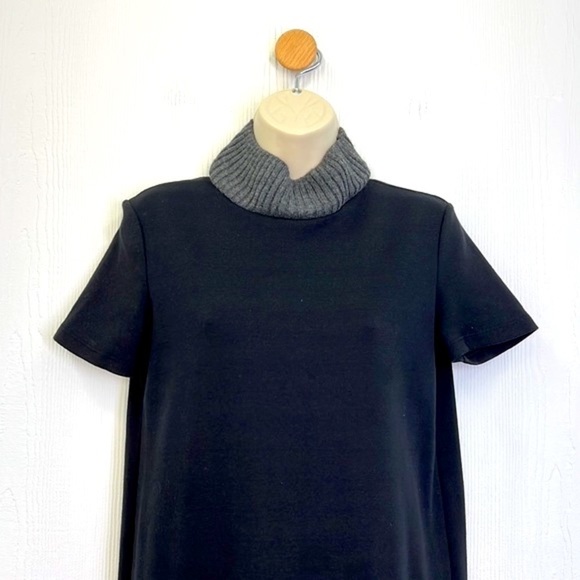 Zara - Gray Mock Neck Black Front Pocket Shift Dress Size Small - Picture 4 of 9